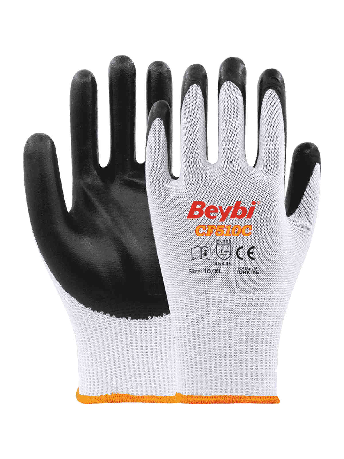 Beybi CF510C Köpük Nitril Kaplı Kesilmeye Dirençli Eldiven Beyaz/Siyah
