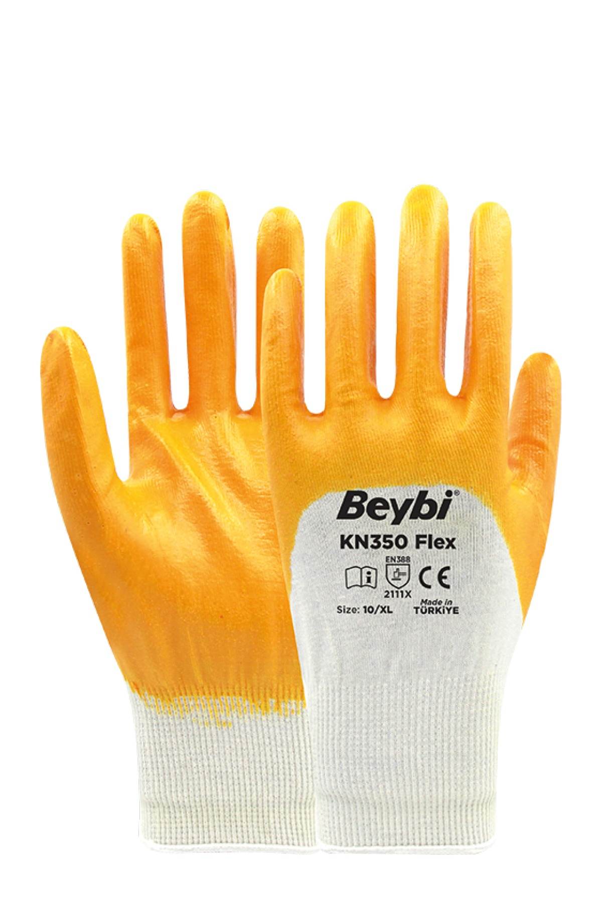 Beybi KN350 FLEX Nitril Kaplı Pamuk İş Eldiveni 10" - (12 Adet/Paket)