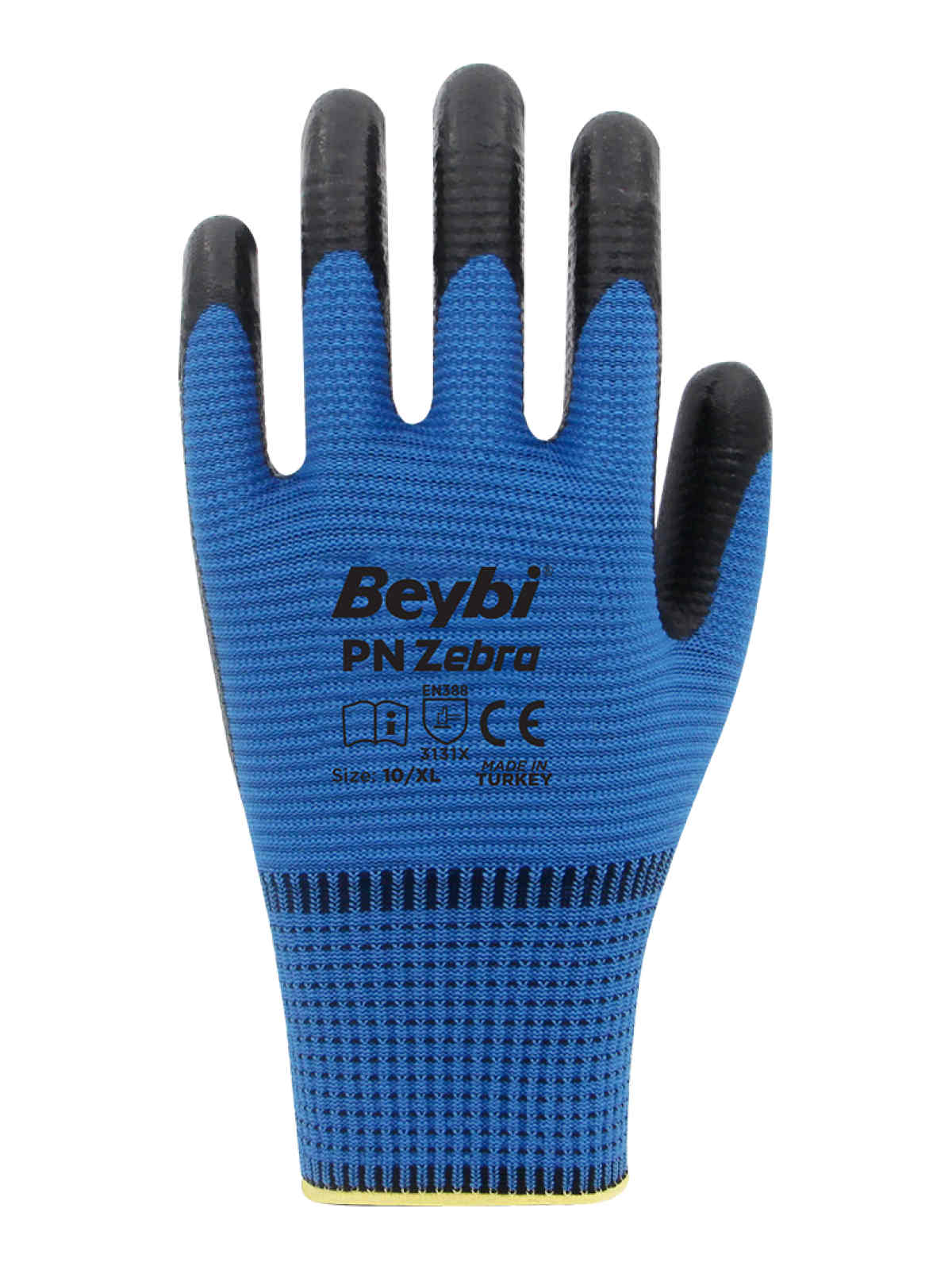 Beybi PN ZEBRA Polyester Örme Nitril Eldiven Mavi