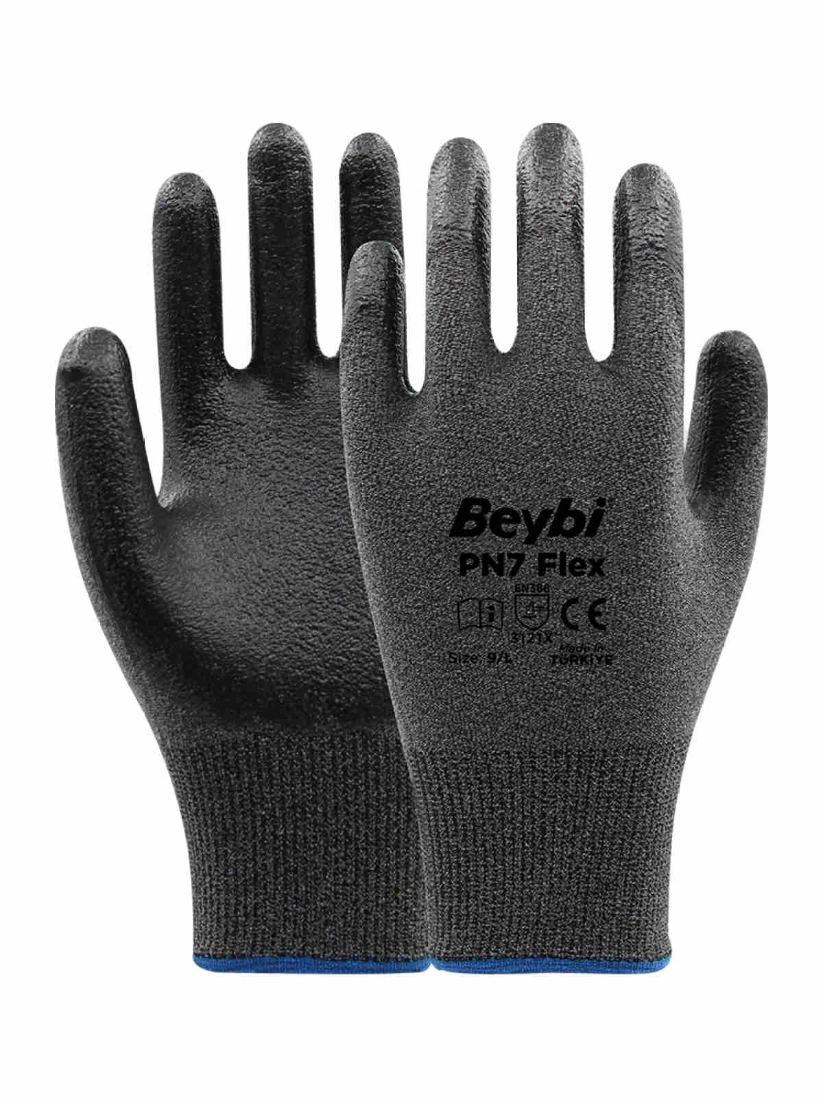 Beybi PN7 FLEX Likralı Örme Nitril Eldiven Gri