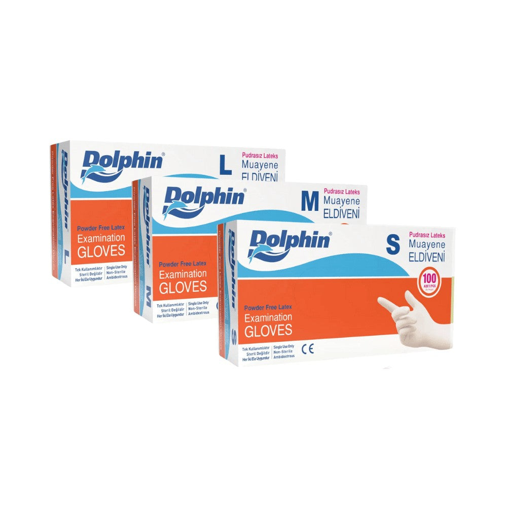 Dolphin Pudrasız Lateks Beyaz Muayene Eldiveni (100 Adet/Kutu)