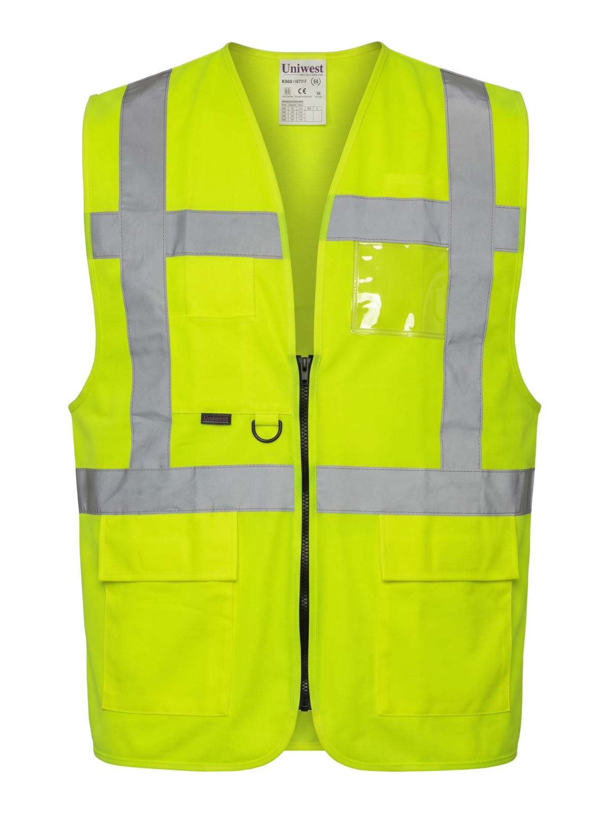Uniwest UW-111 Reflektörlü Cepli Mühendis İkaz Yeleği Sarı