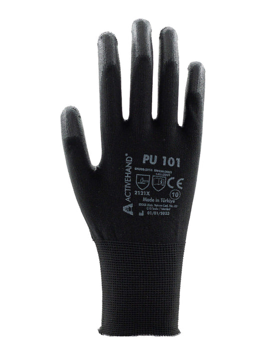 Activehand PU-101 Poliüretan Kaplı Polyester Eldiven Siyah