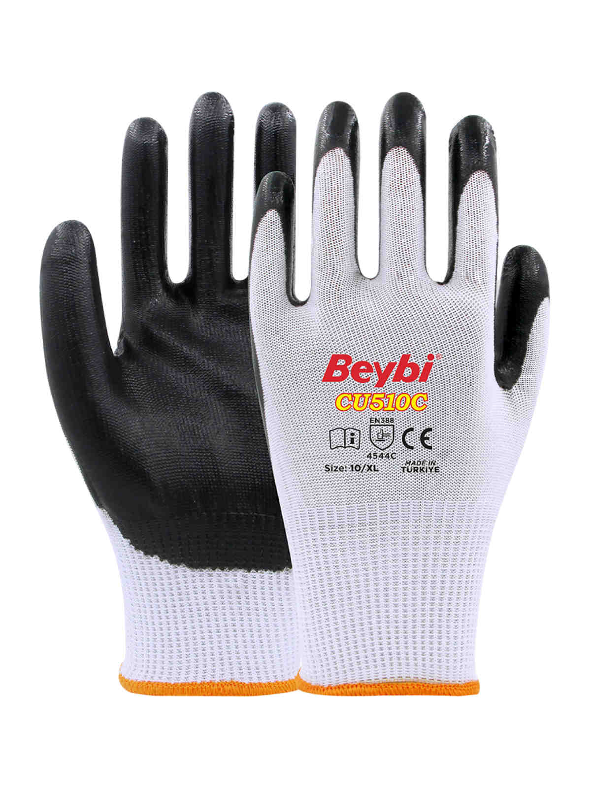 Beybi CU510C PU Kaplı Kesilmeye Dirençli Eldiven Beyaz/Siyah