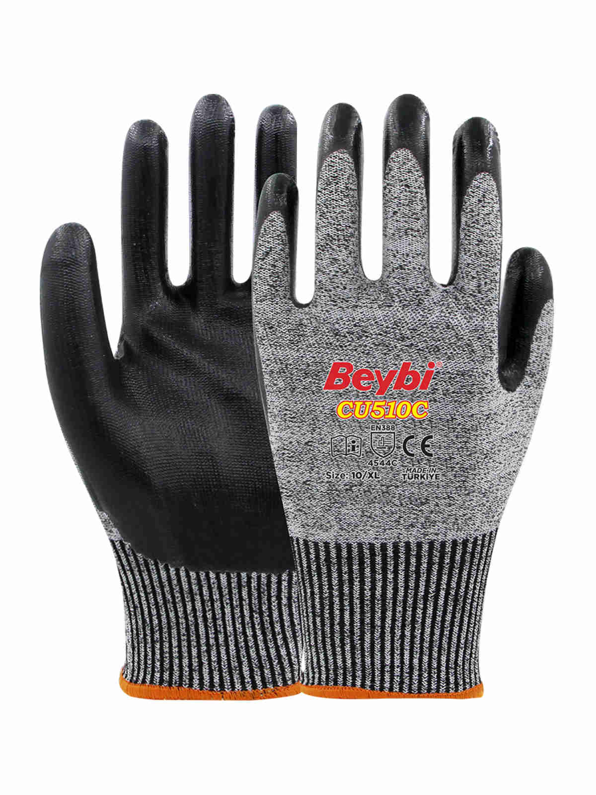 Beybi CU510C PU Kaplı Kesilmeye Dirençli Eldiven Gri/Siyah