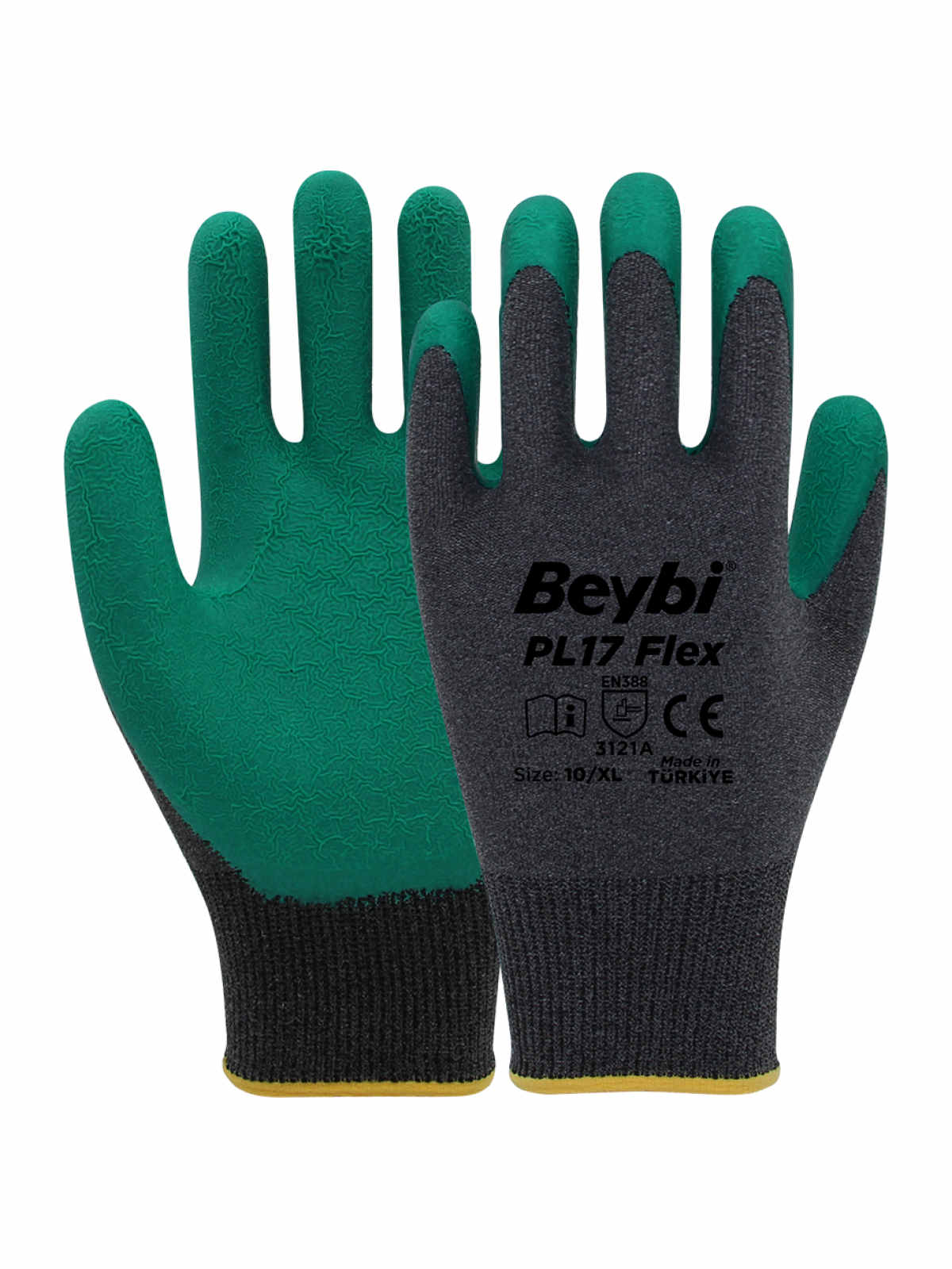 Beybi PL17 FLEX Likralı Örme Lateks Eldiven Yeşil