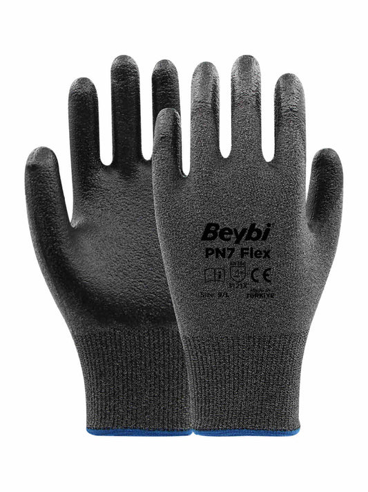 Beybi PN7 FLEX Likralı Örme Nitril Eldiven Gri