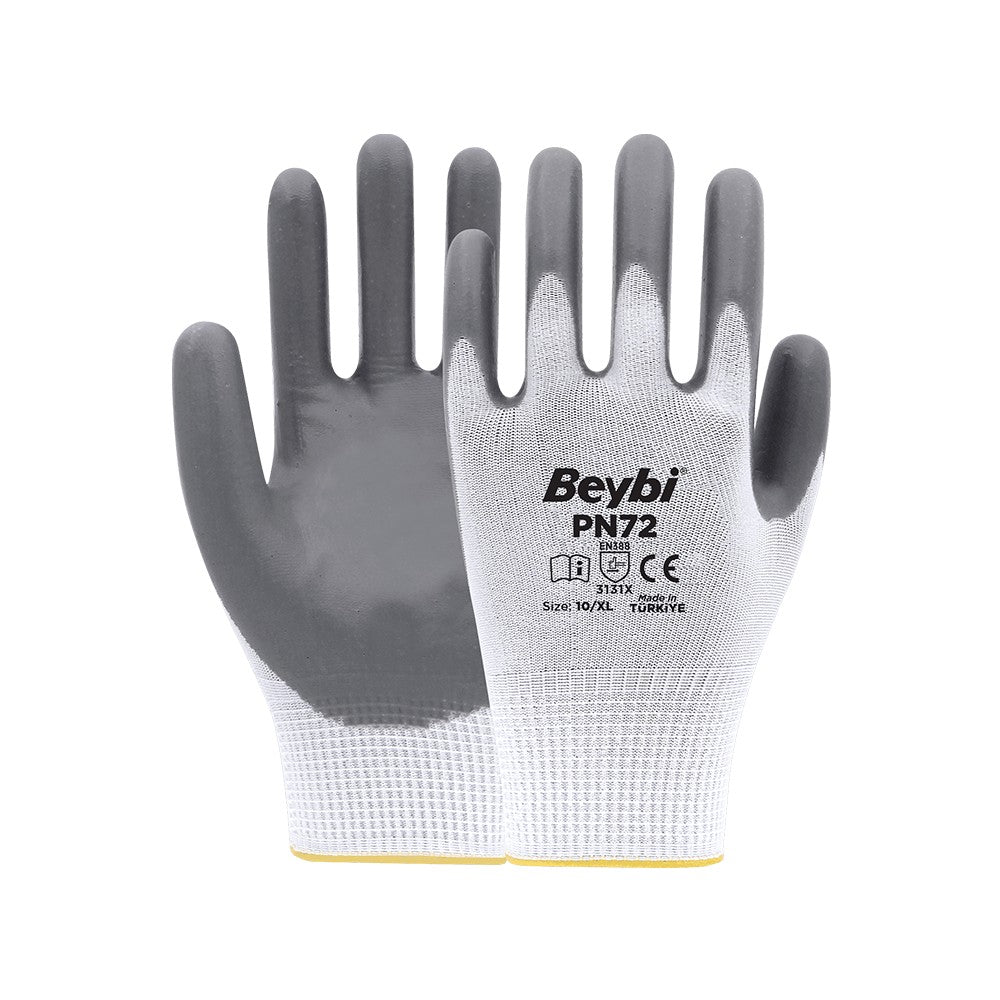 Beybi PN72 Polyester Örme Nitril Eldiven