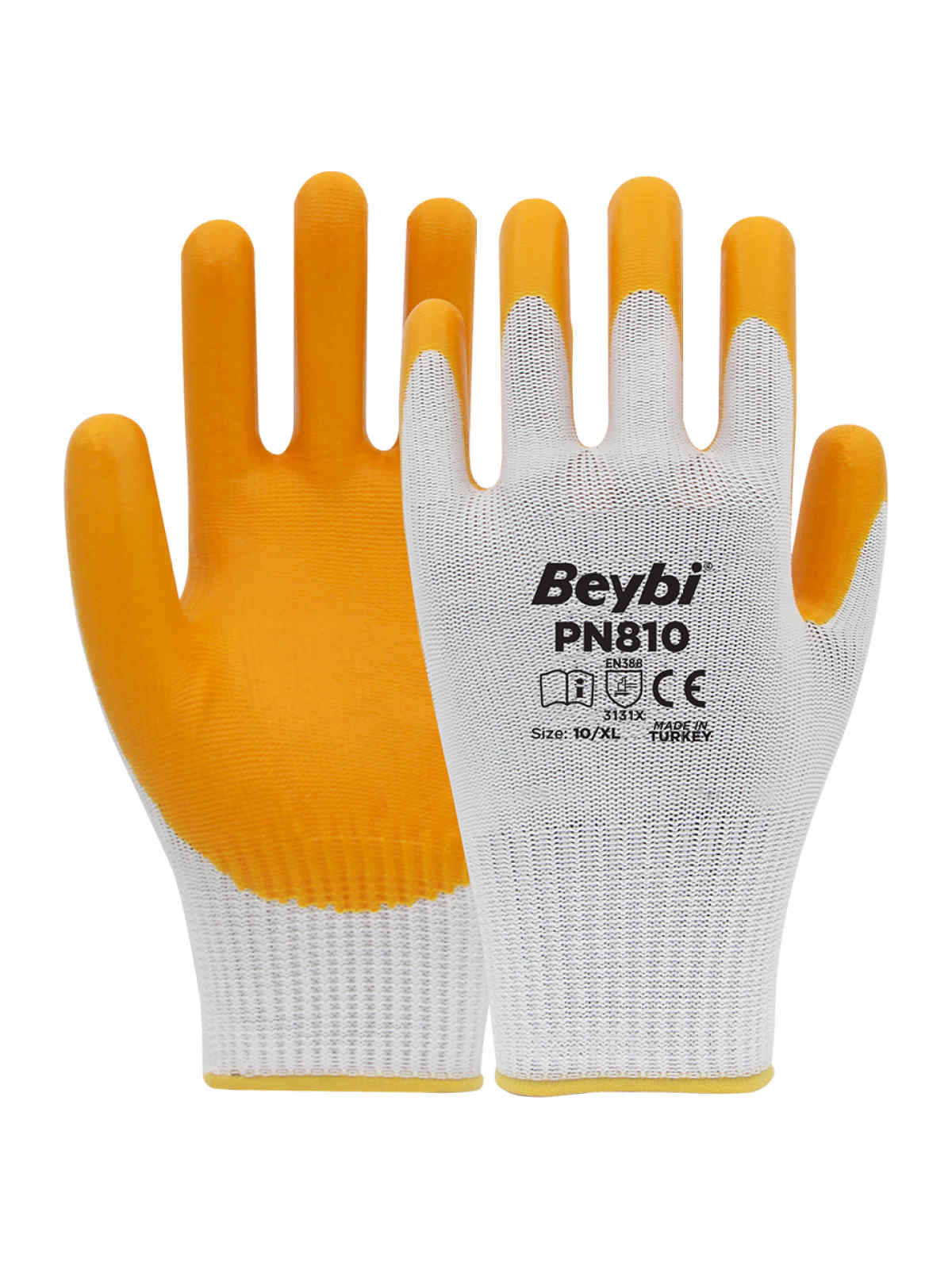 Beybi PN810 Nitril Kaplı Polyester Örme Eldiven Sarı