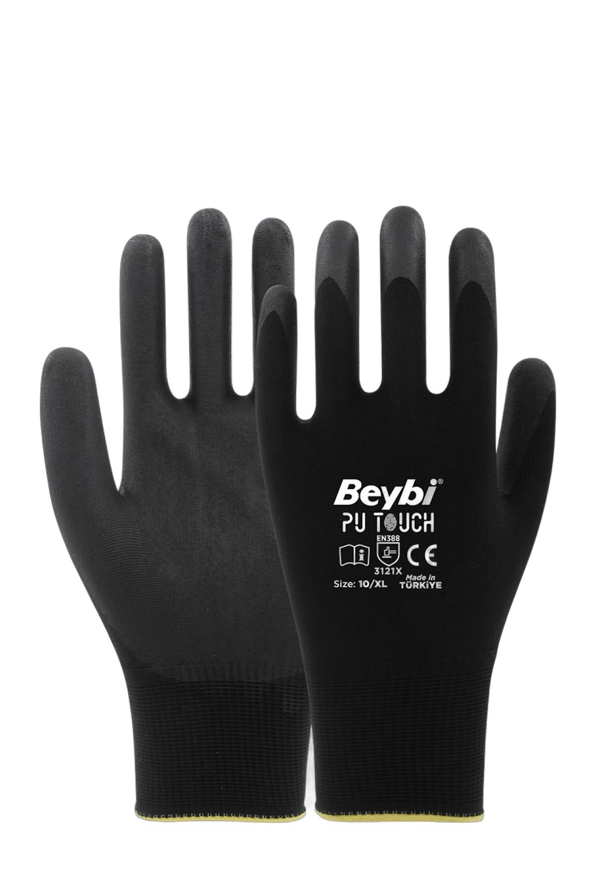 Beybi PU TOUCH Poliüretan Kaplı Eldiven 10" - (12 Adet/Paket)