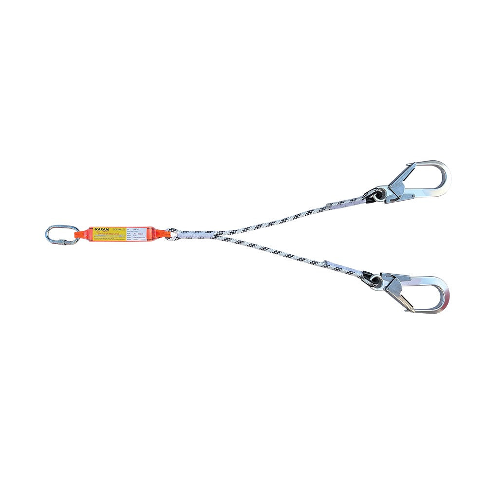 Karam KA341 A Şok Emici Çift Kollu Statik Halatlı Lanyard (1.2m)